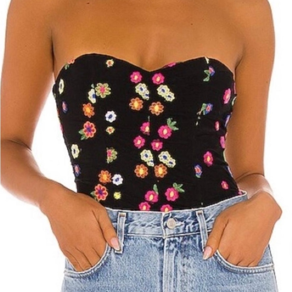 Lovers + Friends Black Dress with Pink Floral Accents